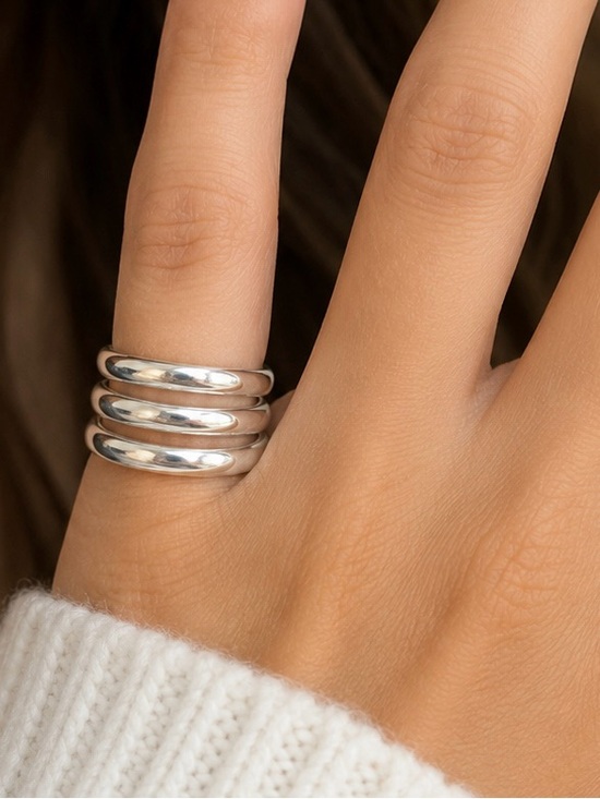 Vintage Jewelry - Sterling Silver Triple Band Ring Size 4.75 Great Pinkie Ring